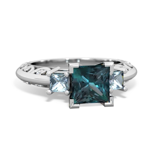 Lab Alexandrite Lab Created Alexandrite with Genuine Aquamarine and Lab Created Alexandrite Art Deco ring Ring