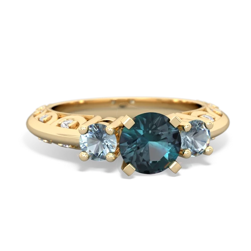 Lab Alexandrite Lab Created Alexandrite with Genuine Aquamarine Art Deco ring Ring