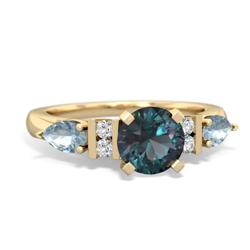 Lab Alexandrite Lab Created Alexandrite with Genuine Aquamarine and Genuine Emerald Engagement ring Ring