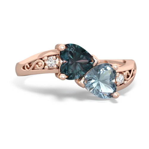 alexandrite-aquamarine filligree ring