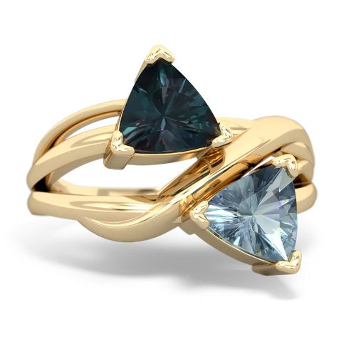 alexandrite-aquamarine filligree ring