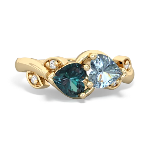 alexandrite-aquamarine floral keepsake ring