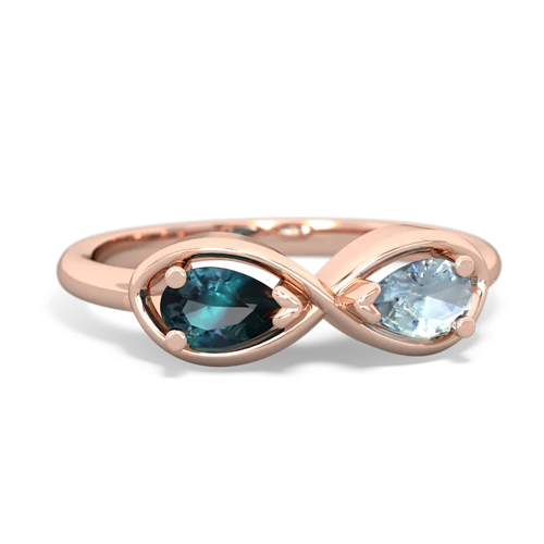 alexandrite-aquamarine infinity ring
