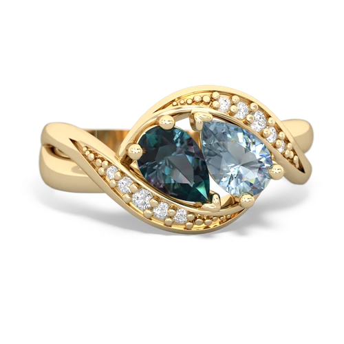 alexandrite-aquamarine keepsake curls ring