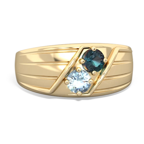 alexandrite-aquamarine mens ring