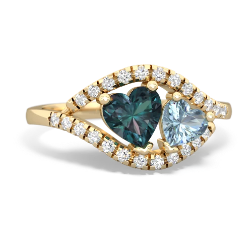 alexandrite-aquamarine mother child ring