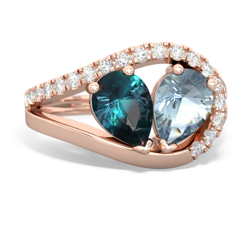 alexandrite-aquamarine pave heart ring