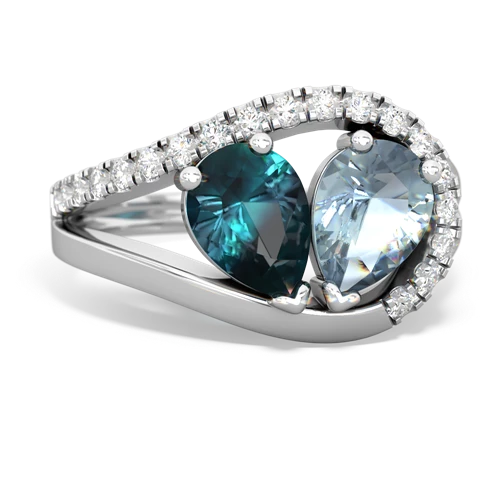 alexandrite-aquamarine pave heart ring