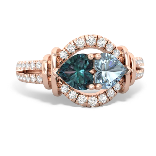 alexandrite-aquamarine pave keepsake ring