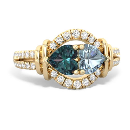 alexandrite-aquamarine pave keepsake ring