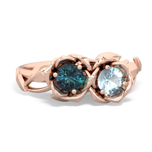 Lab Alexandrite Lab Created Alexandrite with Genuine Aquamarine Rose Garden ring Ring