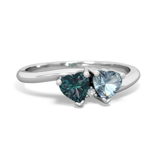 Lab Alexandrite Lab Created Alexandrite with Genuine Aquamarine Sweetheart's Promise ring Ring