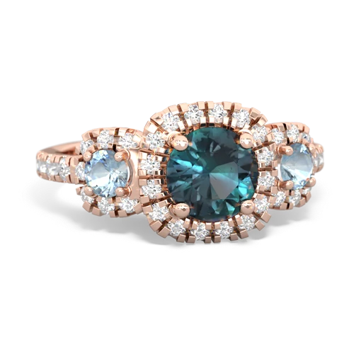alexandrite-aquamarine three stone regal ring
