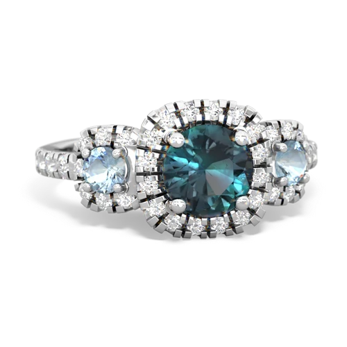 alexandrite-aquamarine three stone regal ring