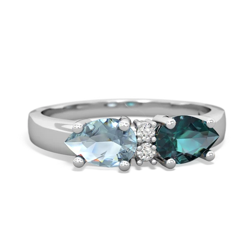 Lab Alexandrite Lab Created Alexandrite with Genuine Aquamarine Pear Bowtie ring Ring