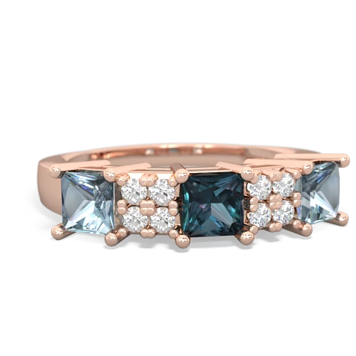 Lab Alexandrite Lab Created Alexandrite with Genuine Aquamarine and Genuine Pink Tourmaline Three Stone ring Ring
