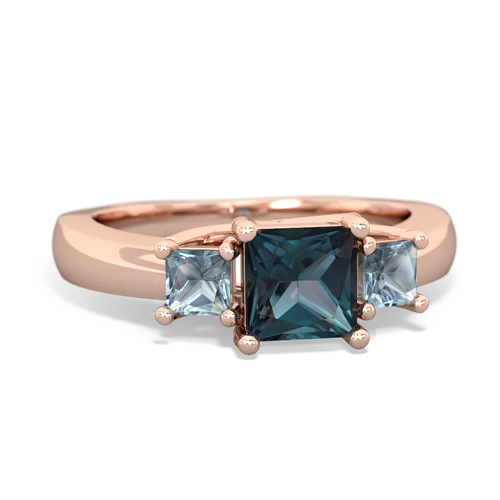 Lab Alexandrite Lab Created Alexandrite with Genuine Aquamarine and Genuine Emerald Three Stone Trellis ring Ring