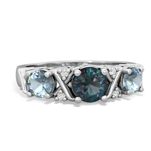 Lab Alexandrite Lab Created Alexandrite with Genuine Aquamarine and  Hugs and Kisses ring Ring