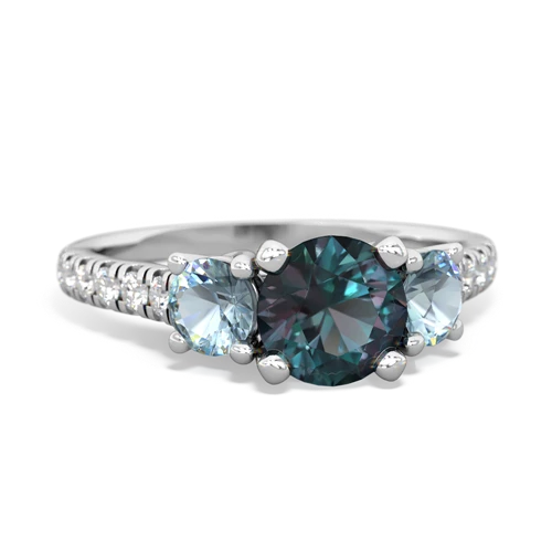 Lab Alexandrite Lab Created Alexandrite with Genuine Aquamarine and Genuine Opal Pave Trellis ring Ring