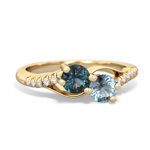 Lab Alexandrite Lab Created Alexandrite with Genuine Aquamarine Two Stone Infinity ring Ring