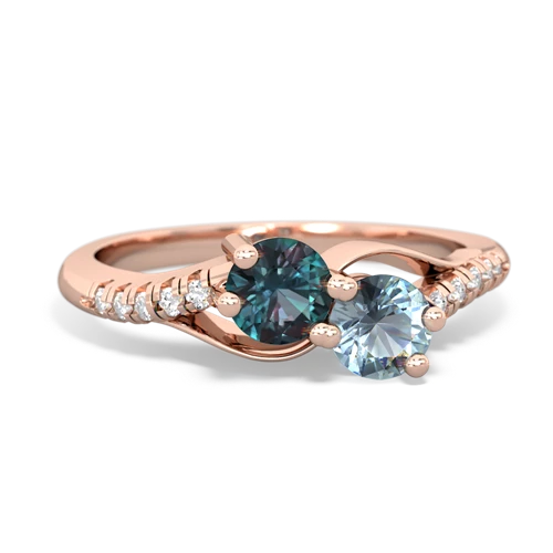 alexandrite-aquamarine two stone infinity ring