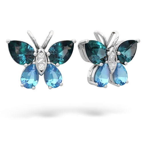 alexandrite-blue topaz butterfly earrings