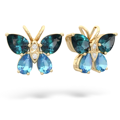 alexandrite-blue topaz butterfly earrings