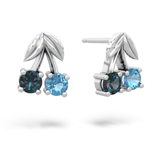 alexandrite-blue topaz cherries earrings