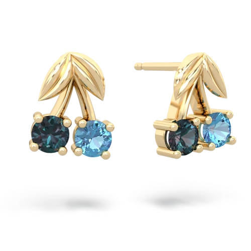 alexandrite-blue topaz cherries earrings