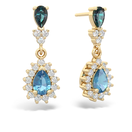 alexandrite-blue topaz dangle earrings