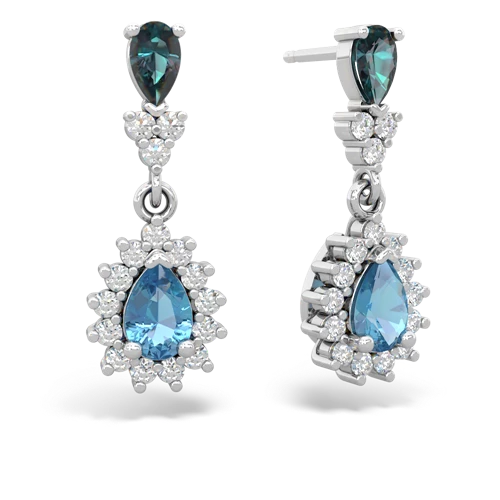 alexandrite-blue topaz dangle earrings