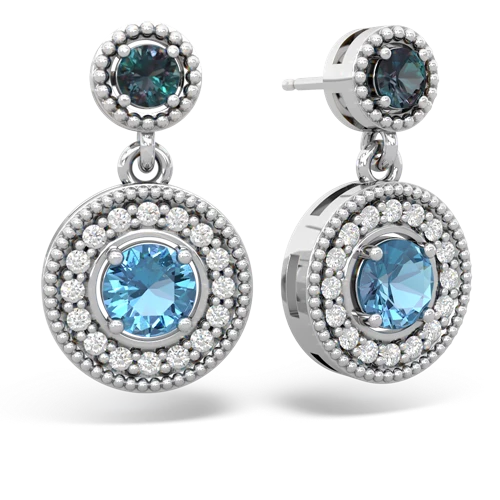 alexandrite-blue topaz halo earrings