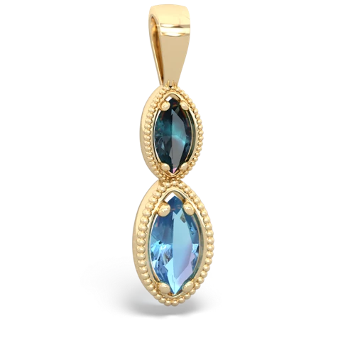 alexandrite-blue topaz antique milgrain pendant