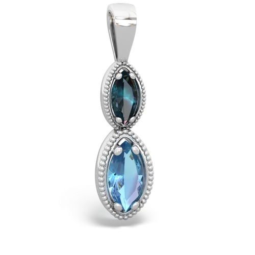 alexandrite-blue topaz antique milgrain pendant