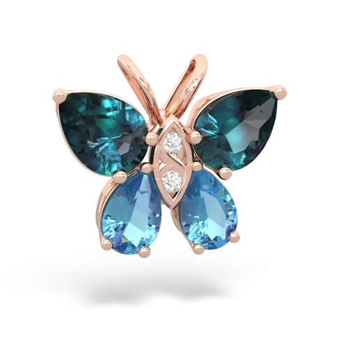 alexandrite-blue topaz butterfly pendant