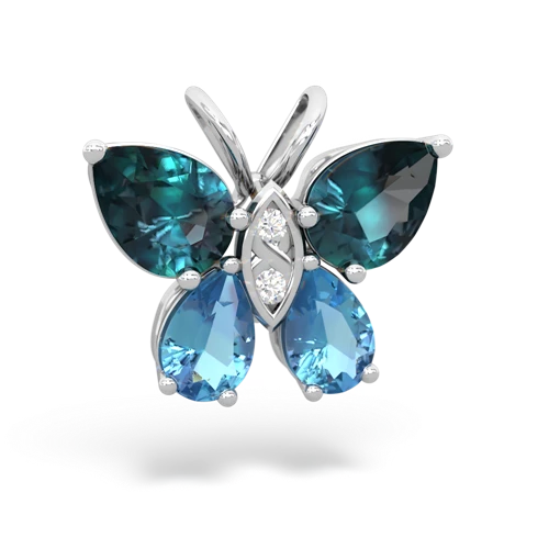 alexandrite-blue topaz butterfly pendant