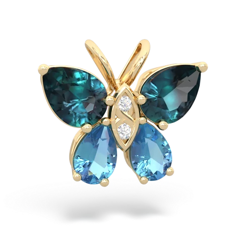 alexandrite-blue topaz butterfly pendant