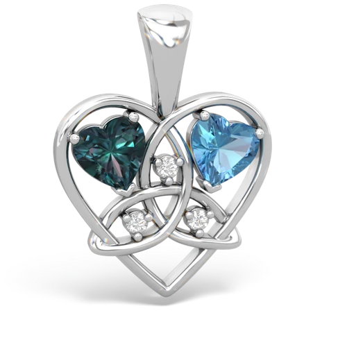 alexandrite-blue topaz celtic heart pendant