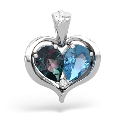 alexandrite-blue topaz half heart whole pendant