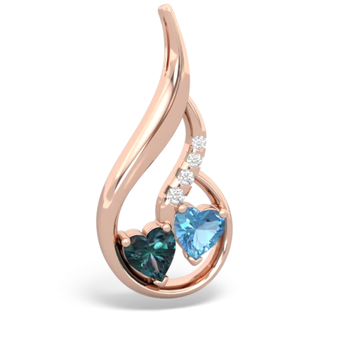 alexandrite-blue topaz keepsake swirl pendant