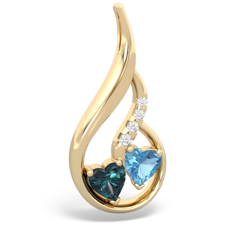 alexandrite-blue topaz keepsake swirl pendant