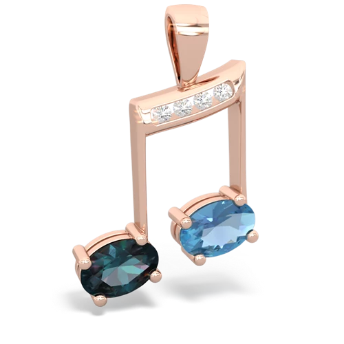 alexandrite-blue topaz music notes pendant