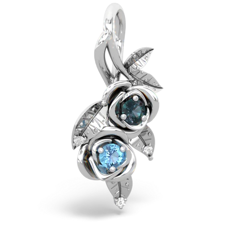 alexandrite-blue topaz rose vine pendant