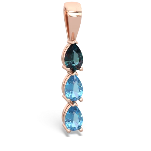 alexandrite-blue topaz three stone pendant