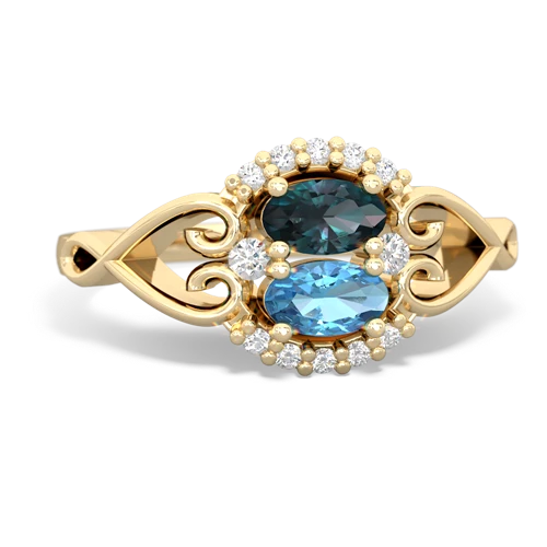 alexandrite-blue topaz antique keepsake ring