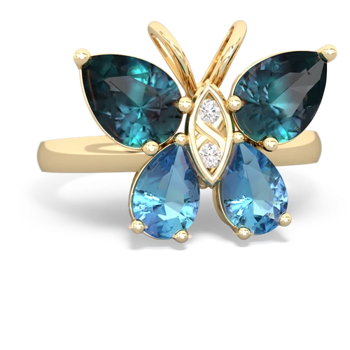 alexandrite-blue topaz butterfly ring