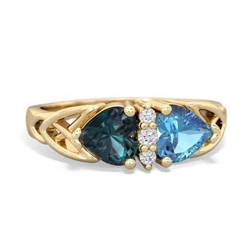 alexandrite-blue topaz celtic ring