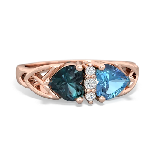 alexandrite-blue topaz celtic ring