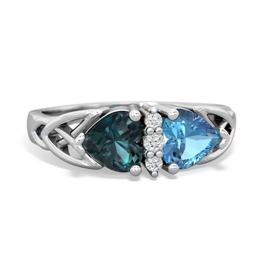 alexandrite-blue topaz celtic ring