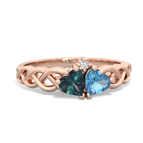 alexandrite-blue topaz celtic braid ring